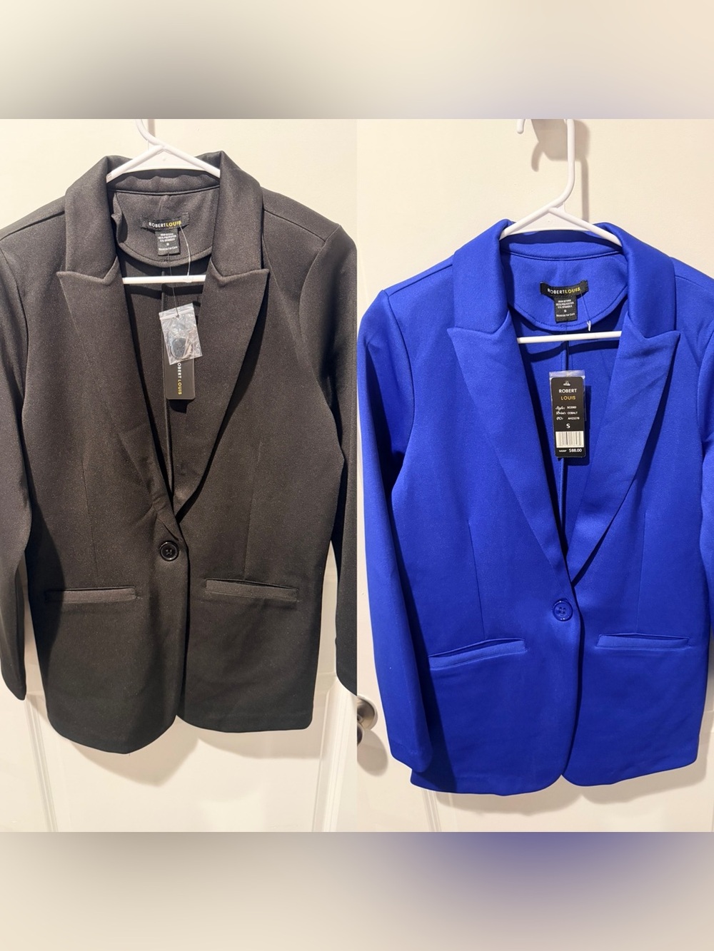 Robert Louis Tailored Blazer Jacket in Black and Royal Blue Size S